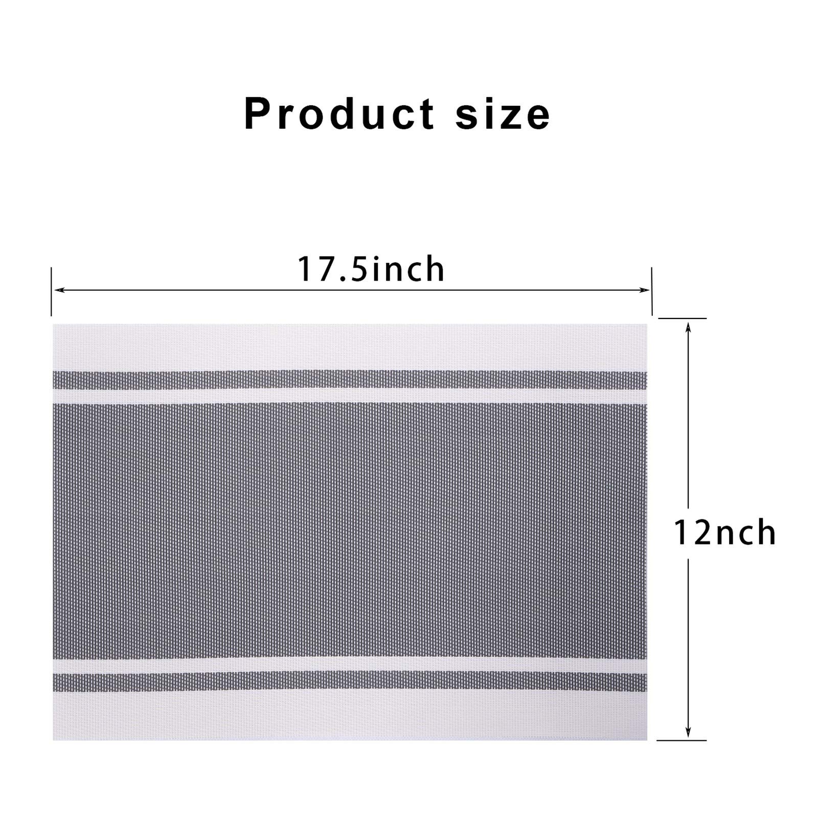 Premium 6-Piece Washable Vinyl Placemats Set - Heat Resistant, Easy Clean Table Mats for Kitchen & Dining - Indoor/Outdoor Use (Grey-White) - Perfect for Family Dinners, BBQs, and Everyday Meals
