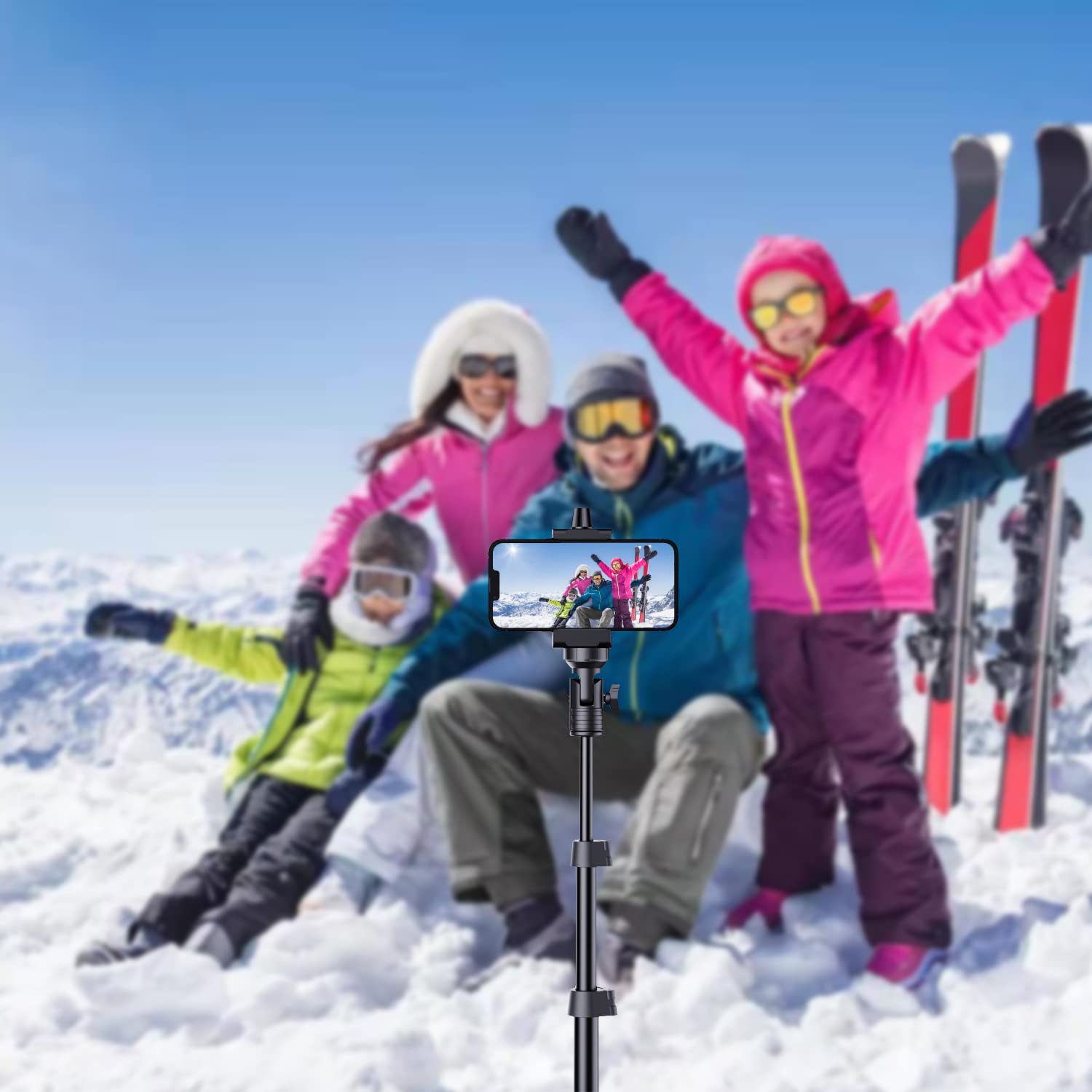 Fugetek 67-inch Professional Phone Tripod Stand with Bluetooth Remote - Portable Aluminum All-in-One Camera Tripod for iPhone 15/14/13 Pro Max, Samsung Galaxy S23/S22, Android Smartphones - Includes Phone Mount & Non-Slip Feet (Black) - Perfect for Vlogging, Live Streaming & Group Photos