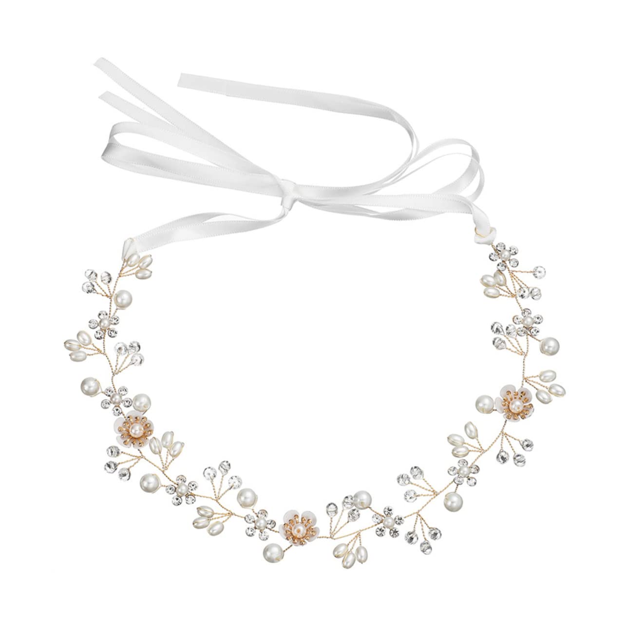 FRCOLOR Handmade Pearl & Rhinestone Wedding Headband for Bride - Elegant Vine Hair Accessories for Women, Perfect for Bridal, Prom, and Formal Events