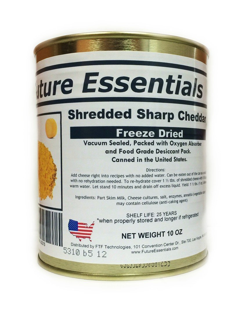 Freeze Dried Shredded Sharp Cheddar Cheese - 10 oz | Long Shelf Life | Perfect for Camping, Emergency Food Storage & Backpacking Meals