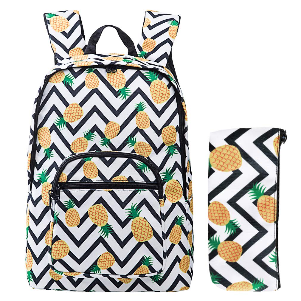 **Stylish E-Clover Backpacks for Women & Girls - Lightweight Travel & School Laptop Backpack with Pencil Case - Perfect for College, Work, Commuting & Mother's Day Gifts (Pineapple Design)**