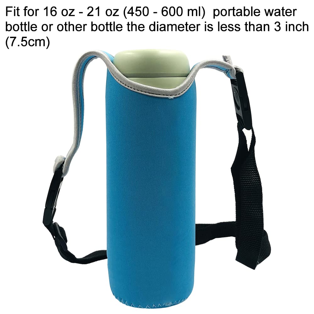 DanziX 4 Pack Insulated Neoprene Water Bottle Carrier with Adjustable Shoulder Straps - Fits 16oz to 20oz Sports Bottles (Blue) - Perfect for Gym, Hiking, Camping & Outdoor Activities