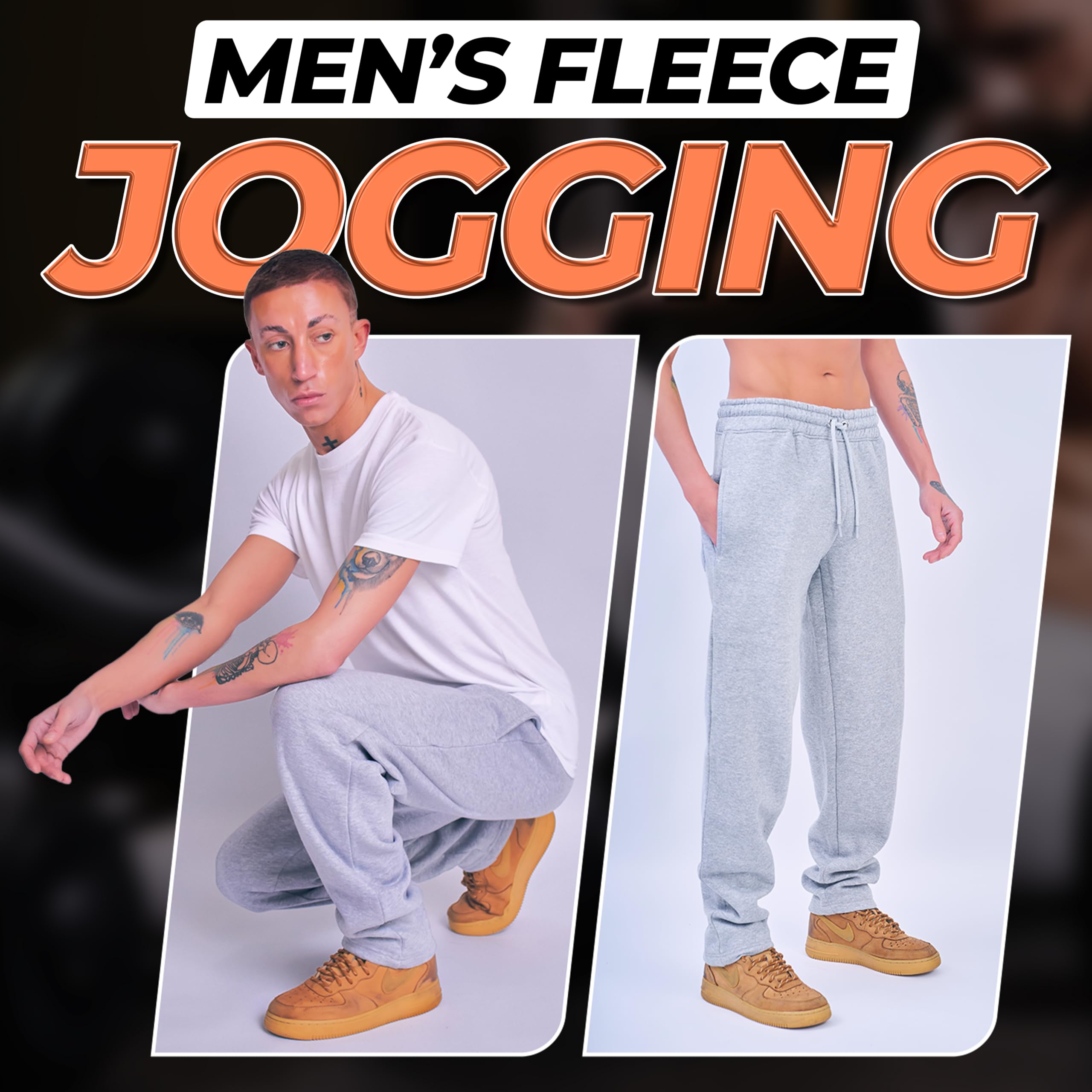 Love My Fashions® Men's Fleece Jogger Sweatpants with Pockets - Soft Athletic Pants for Running, Yoga & Workouts - Open Bottom Design with Drawstring Waist - Perfect for Gym, Lounge & Outdoor Activities