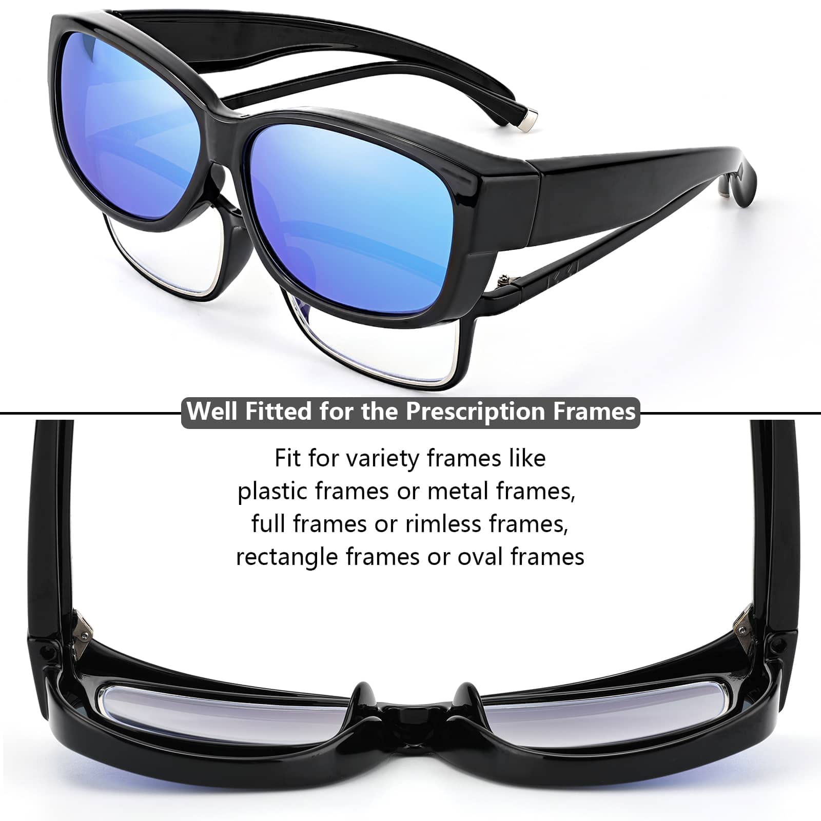 CAXMAN Polarized Fit Over Glasses Sunglasses for Men & Women - 100% UV Protection - Perfect for Driving, Fishing & Outdoor Activities