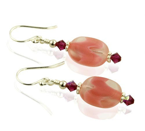 Fuchsia Pink Crystal Beaded Drop Earrings for Women - Elegant Handmade Jewelry Gift for Party, Wedding & Special Occasions