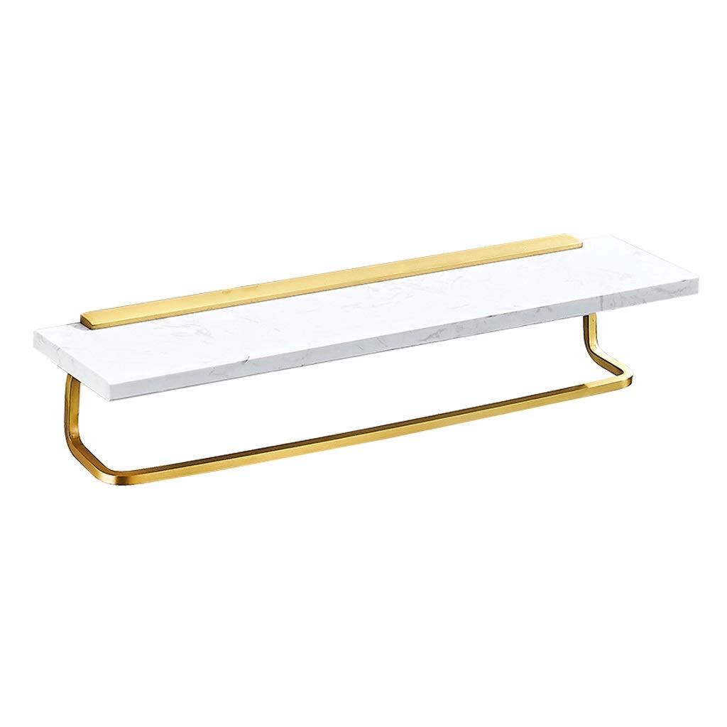 Nordic Marble Shelf Towel Holder - 30cm White Gold Wall Mounted Bathroom Towel Rack for Spa, Hotel & Luxury Home Decor