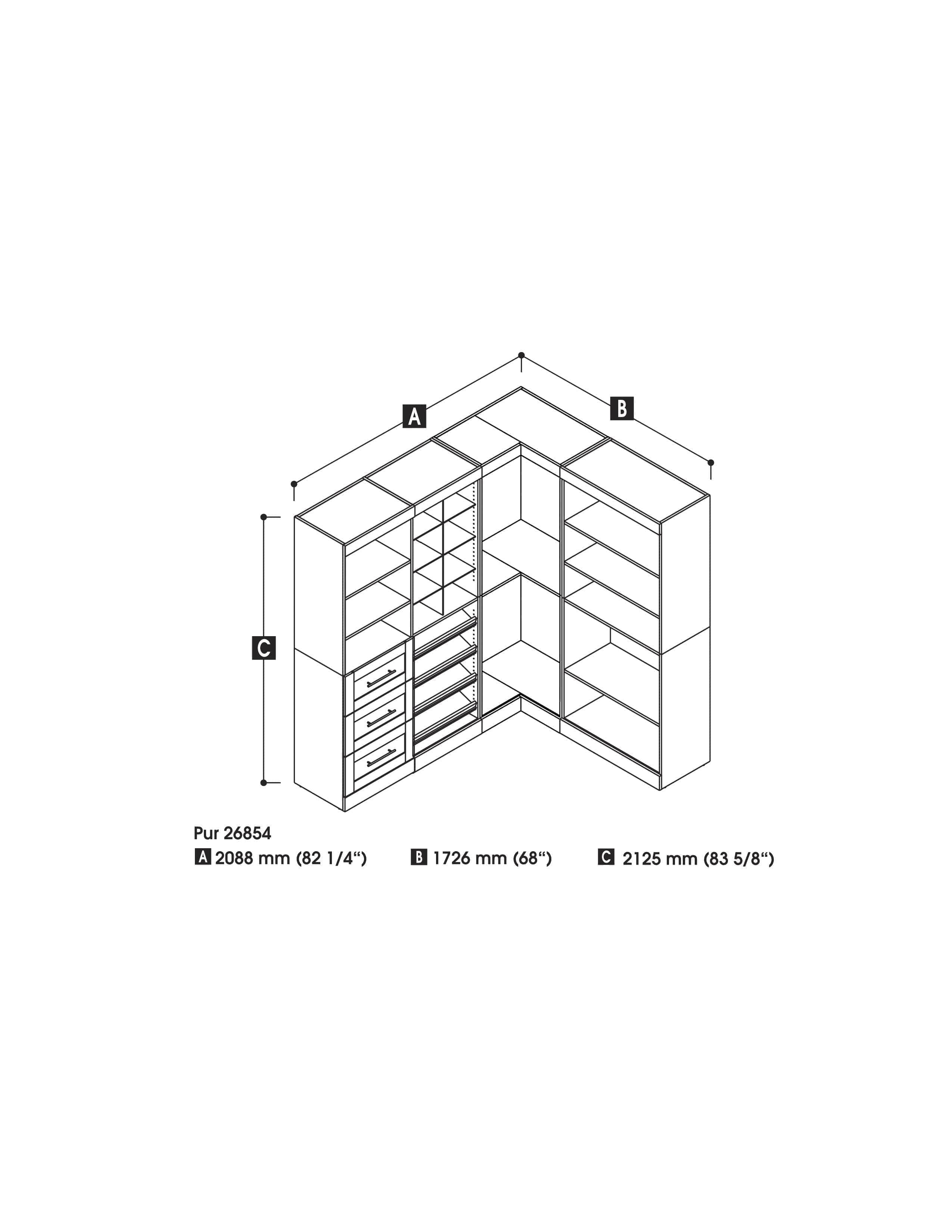 Pur 83W Walk-In Closet Organizer with 2 Color Options - Perfect for Bedroom, Dorm & Apartment Storage Solutions