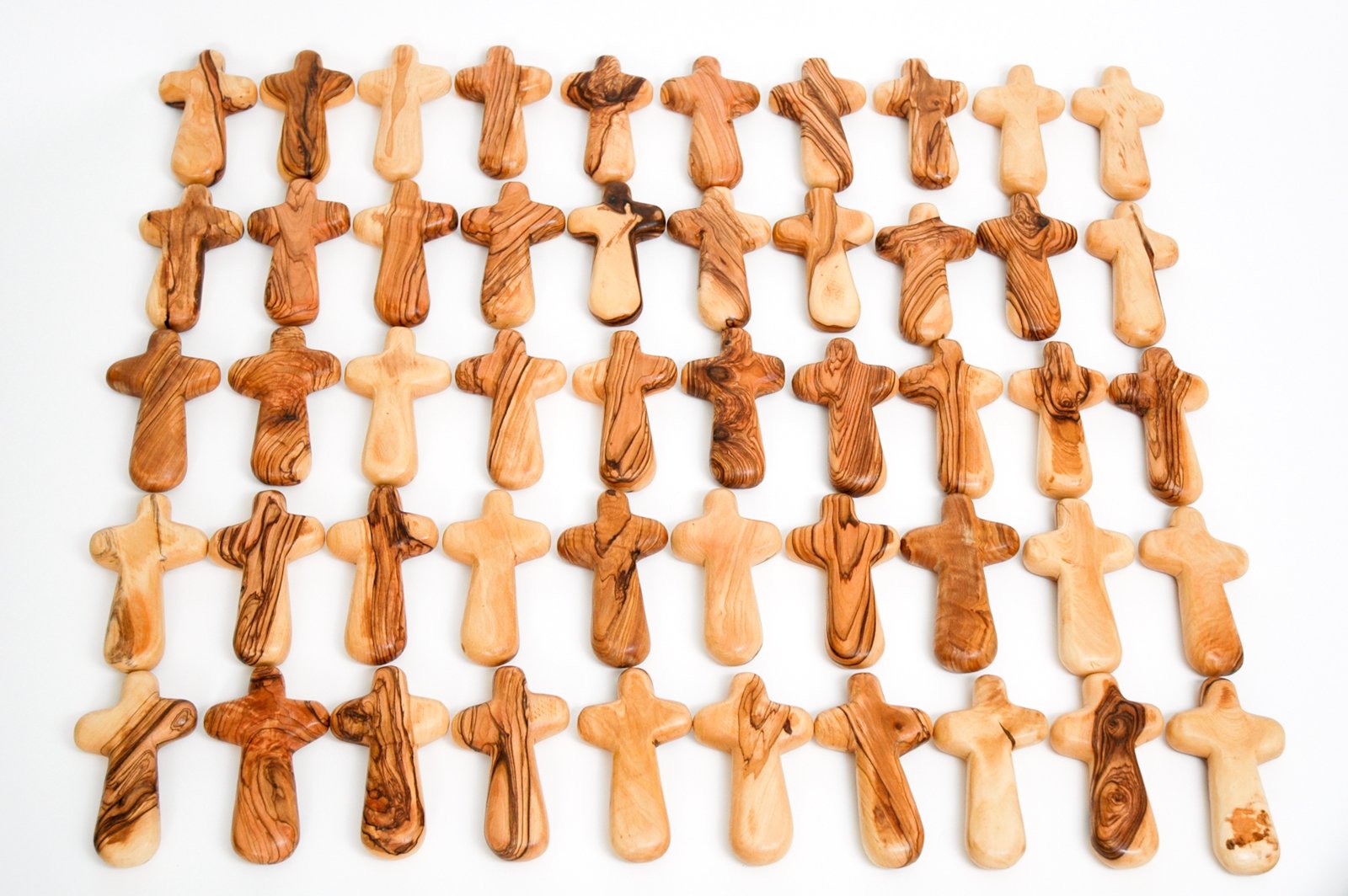My Caring Cross - Handcrafted Olive Wood Holding Cross with Velvet Bag & Certificate - Perfect for Prayer, Meditation & Christian Gifts (100 Pack)