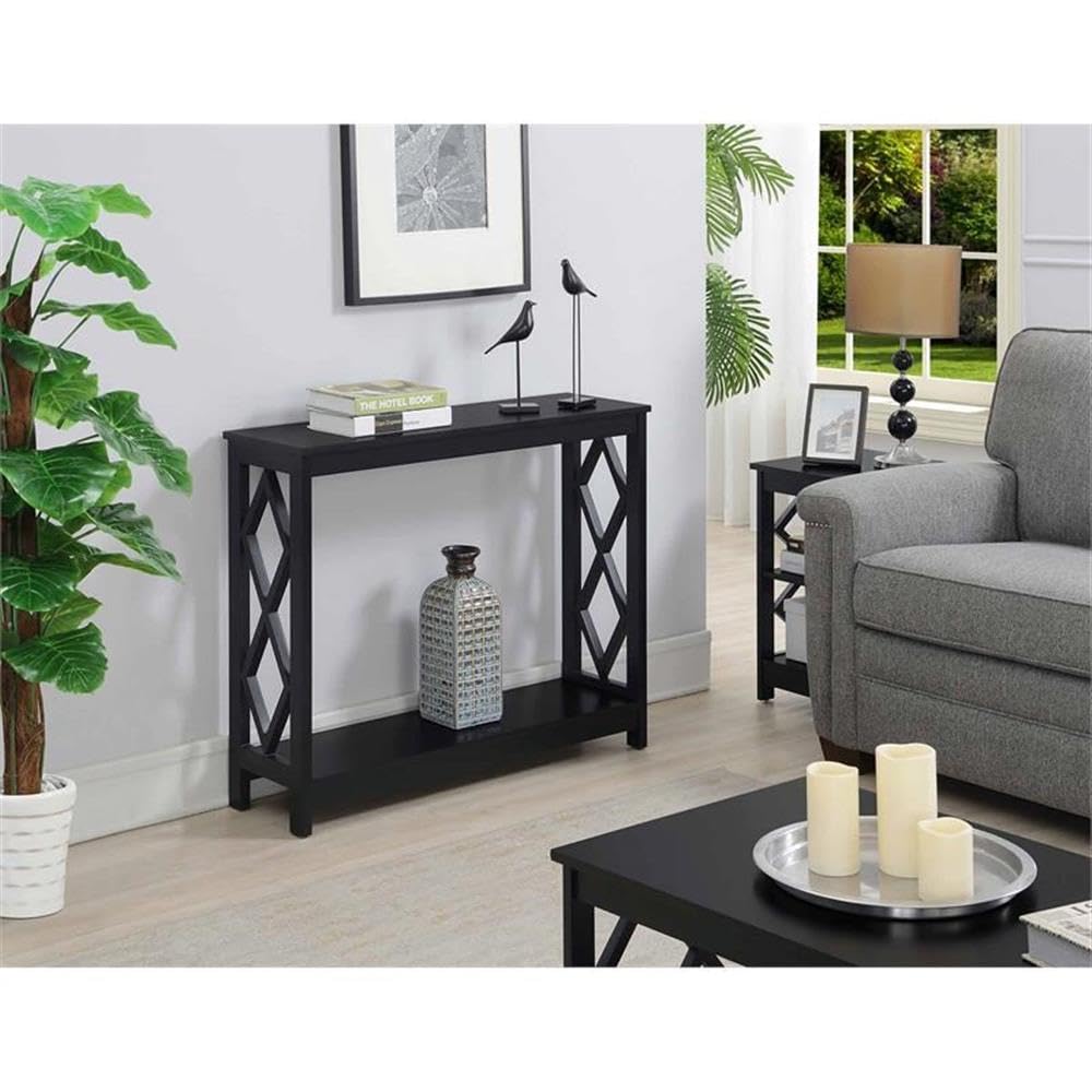 Pemberly Row Modern Black Wood Console Table - Stylish Entryway & Hallway Furniture for Home Decor