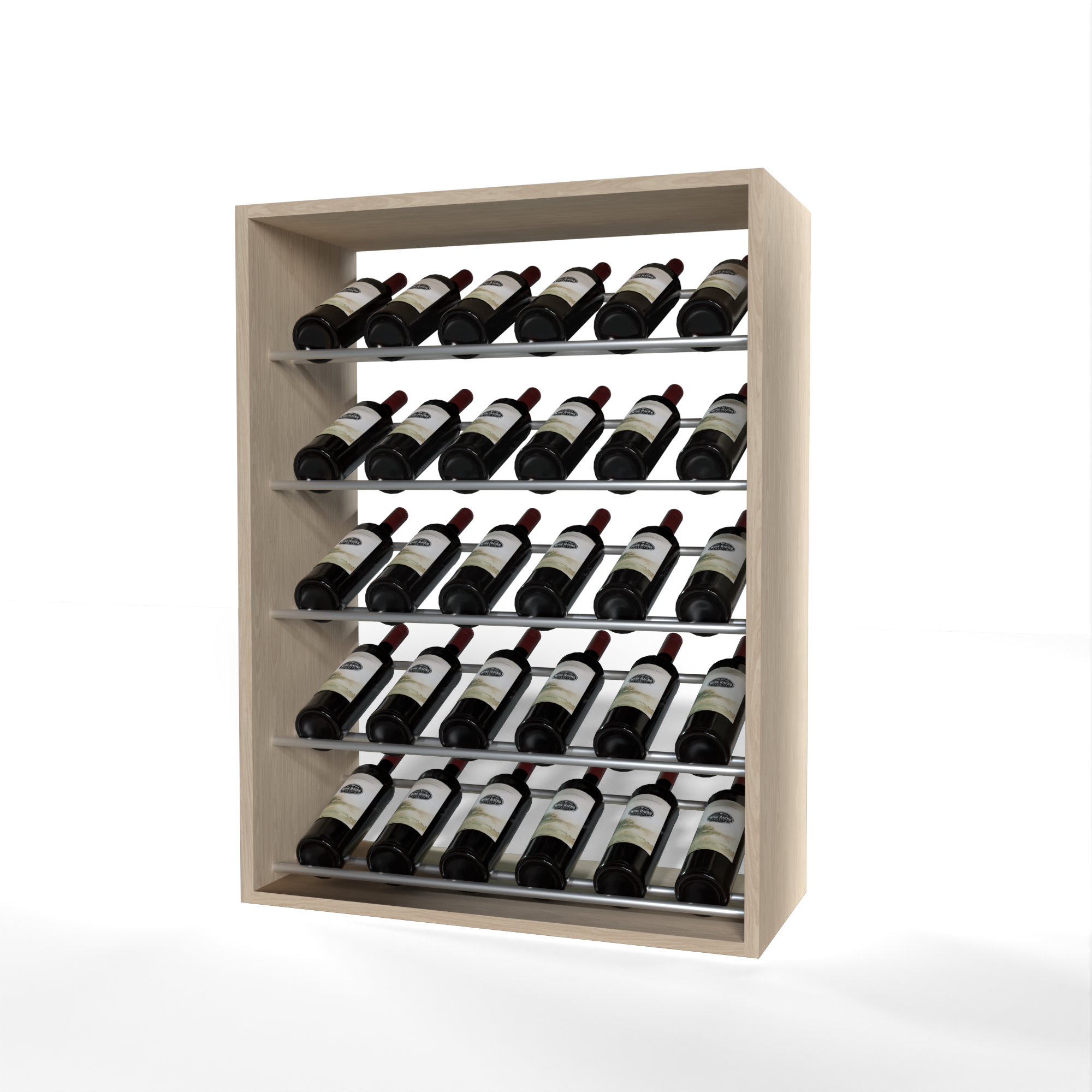 GrandCellar 6-Column Full Depth Wine Rack with Label Forward Display & 36 Silver Metal Rods - Perfect for Wine Cellars, Bars, and Restaurants