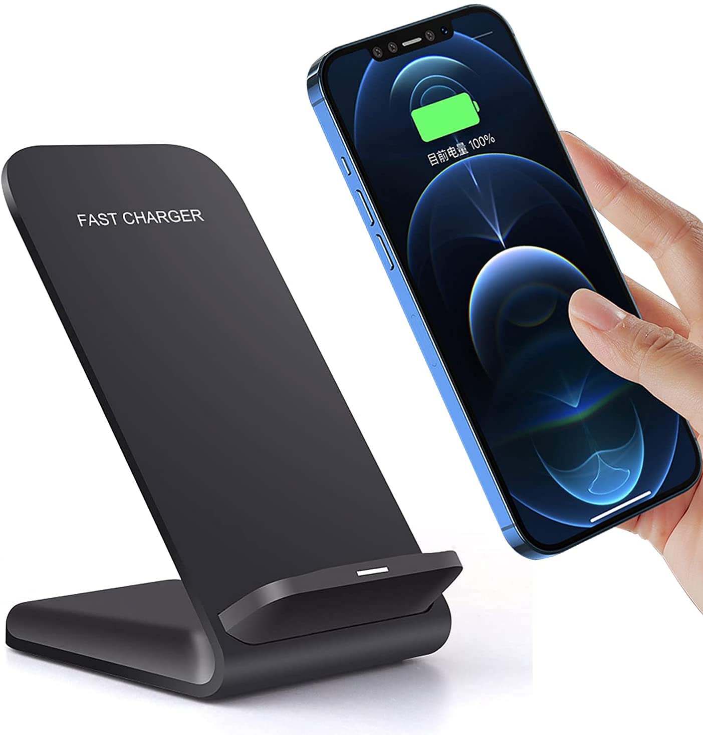 Fast Wireless Charging Stand for iPhone 16/15/14/13/12/11 Pro Max/XS/XR & Samsung Galaxy S24/S23/S22/Note20/Z Flip6/5/4 - 15W Qi-Certified Charger Dock with LED Indicator for Home, Office & Nightstand Use