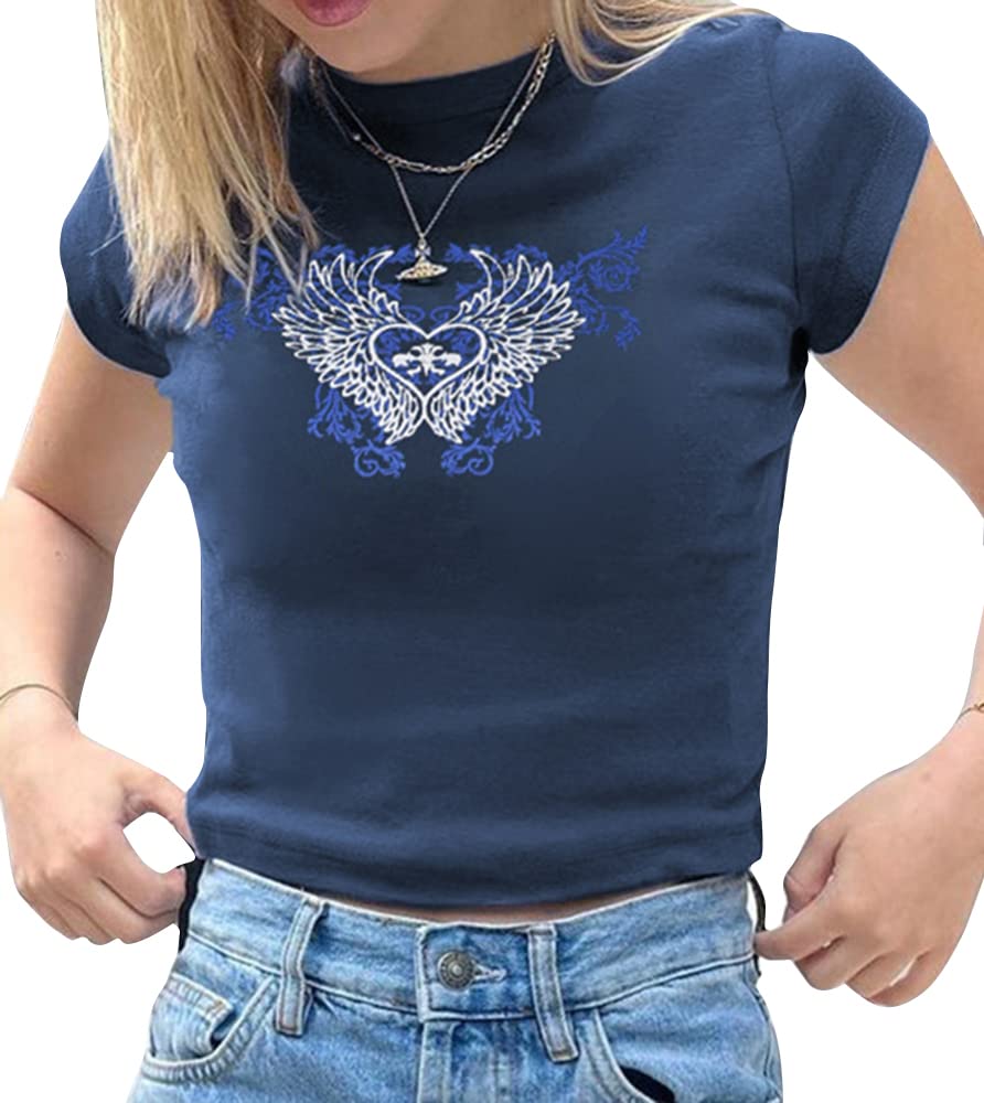 Woxlica E-Girl Crop Top | Graphic Print Summer Tee for Teens | Party & Casual Wear