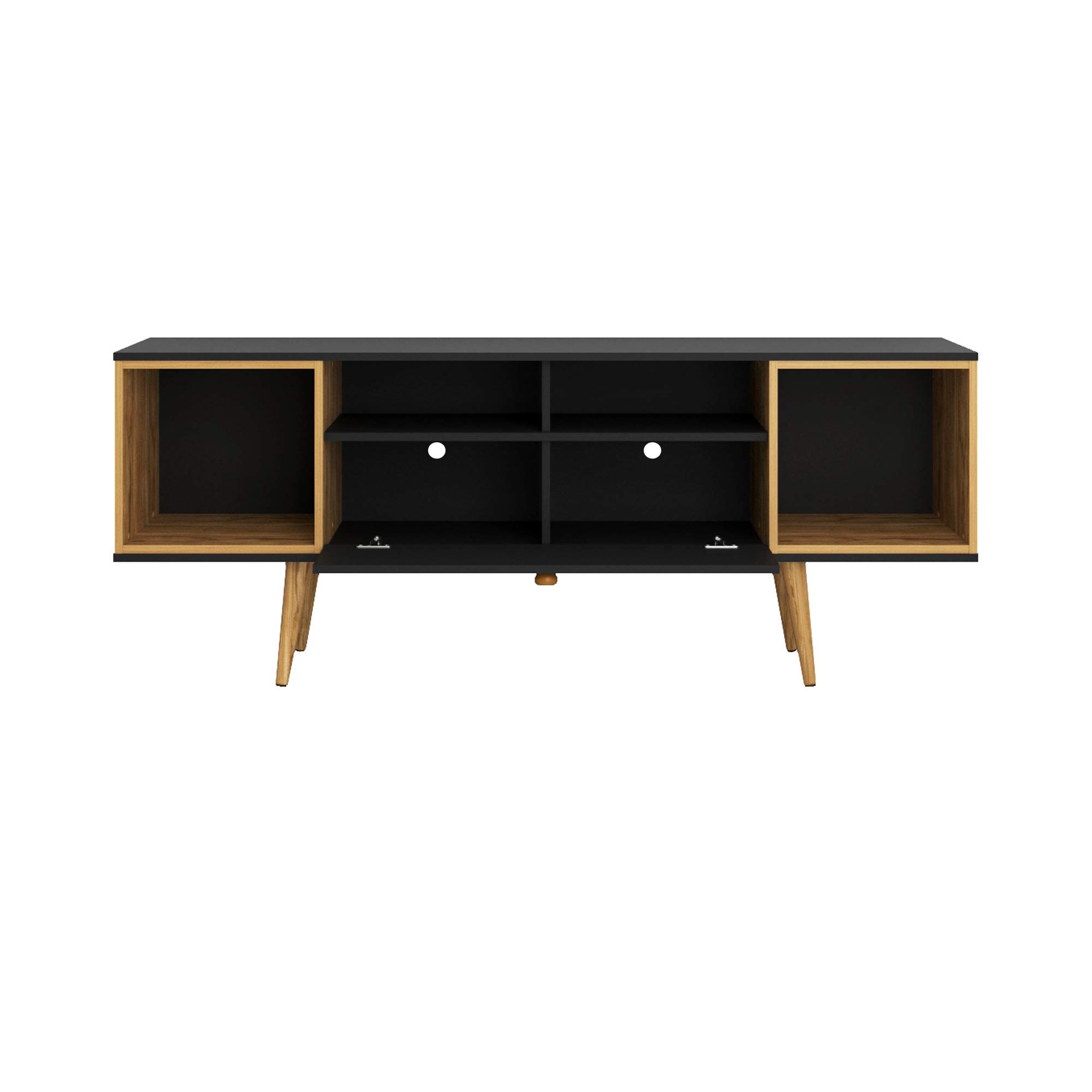 Mid Century Modern TV Stand with 6 Shelves & Media Storage - 62.99