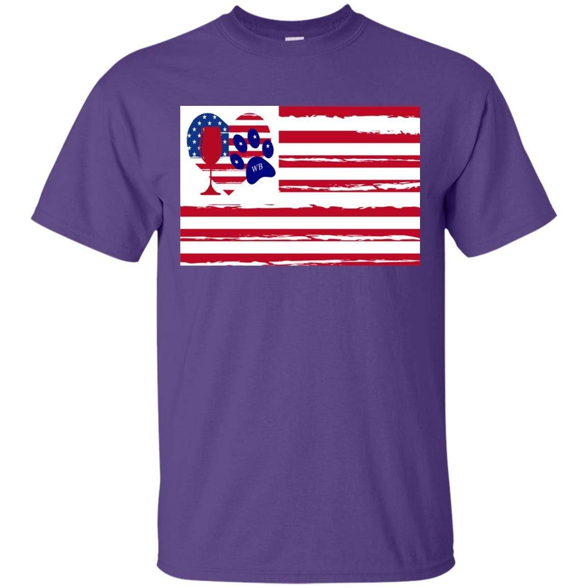 American Flag Wine Paw Heart T-Shirt - Ultra Cotton Comfort for Patriotic Pet Lovers | Perfect for 4th of July, BBQ Parties & Dog-Themed Events