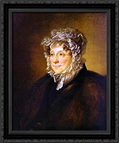 Vasily Tropinin Framed Canvas Art - 20x24 Black Ornate Wood Frame Portrait of Elderly Woman in Bonnet - Perfect for Living Room, Bedroom & Office Wall Decor