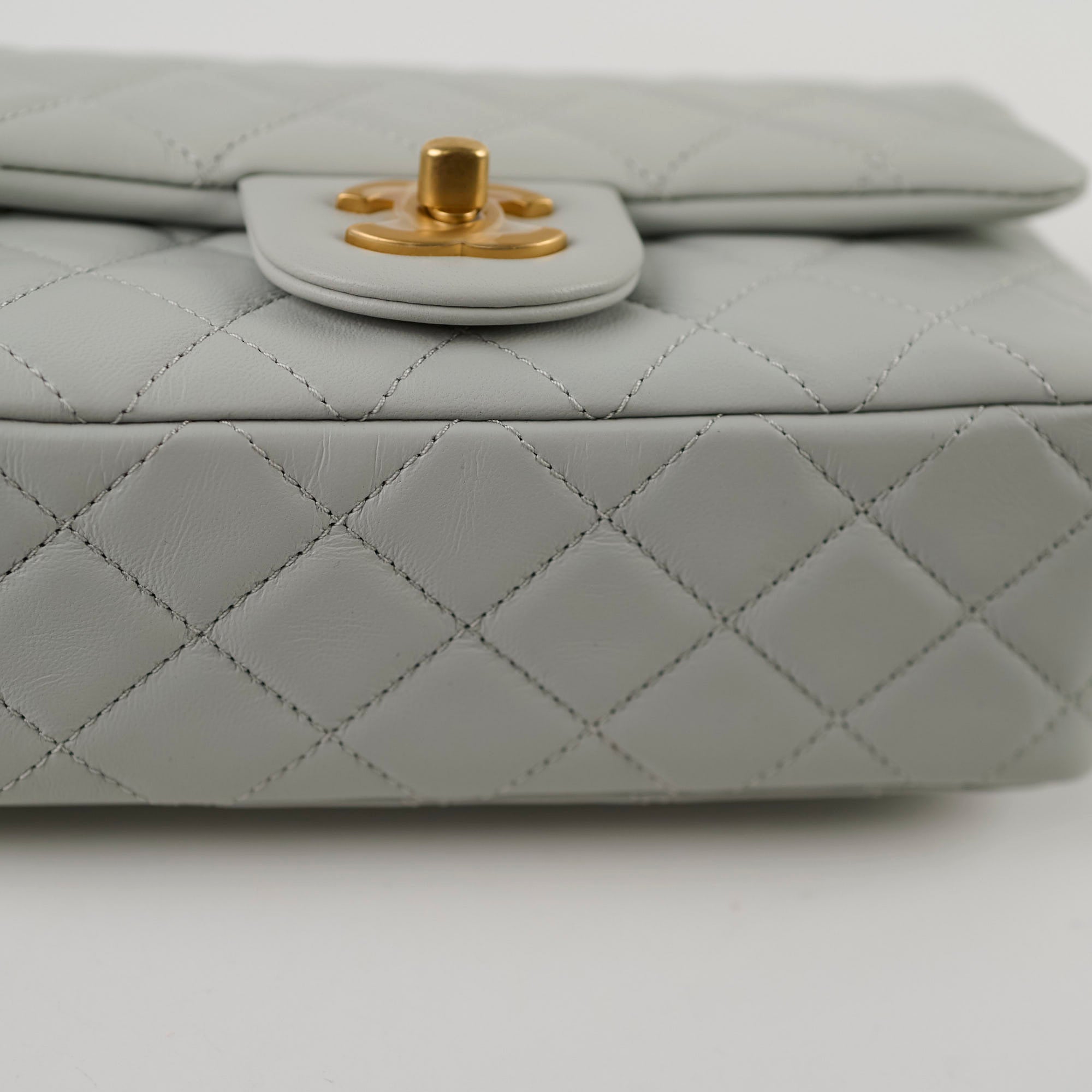 Chanel Mini Rectangular Pearl Crush Bag in Light Grey - Elegant Crossbody Purse for Women, Perfect for Parties, Dates & Everyday Use