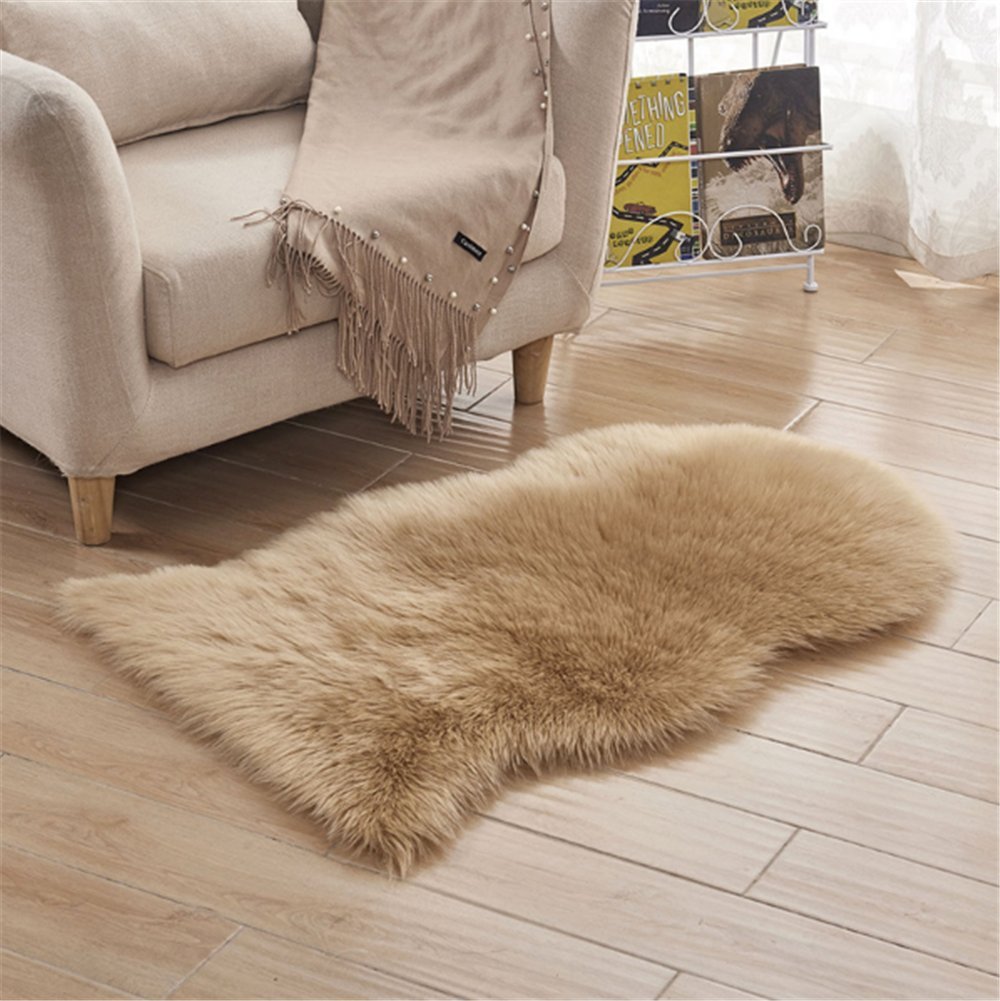 Luxury Faux Fur Sheepskin Rug - Soft Shaggy Area Rug for Bedroom, Living Room, Sofa & Floor Decor - 3x5 Feet Camel Brown - Perfect for Cozy Home Decor, Nursery & Pet-Friendly Spaces