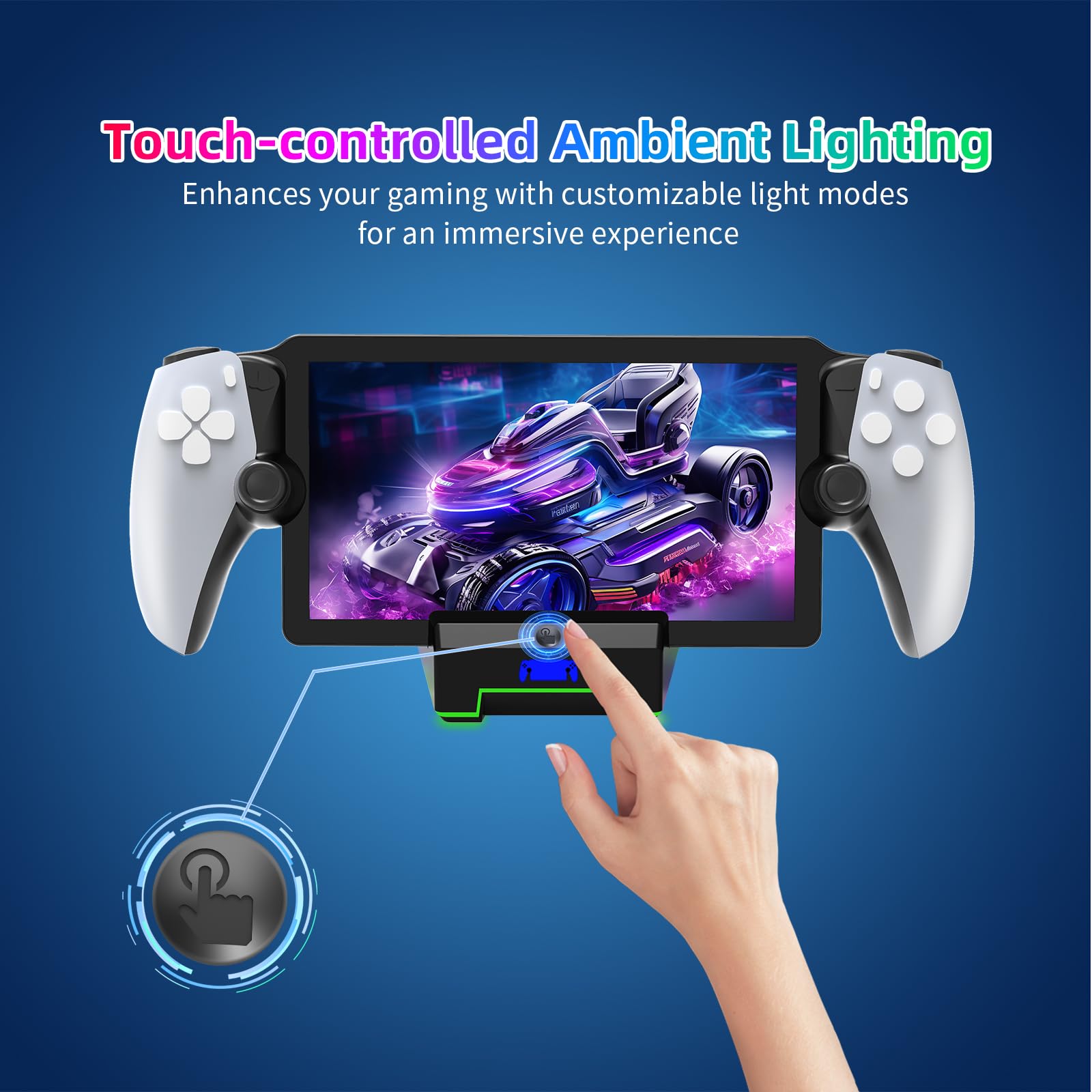 Magnetic Charging Dock for PS5 Portal Handheld with Ambient Light - Playstation 5 Accessories | Portable Charging Station for Gaming at Home or Travel