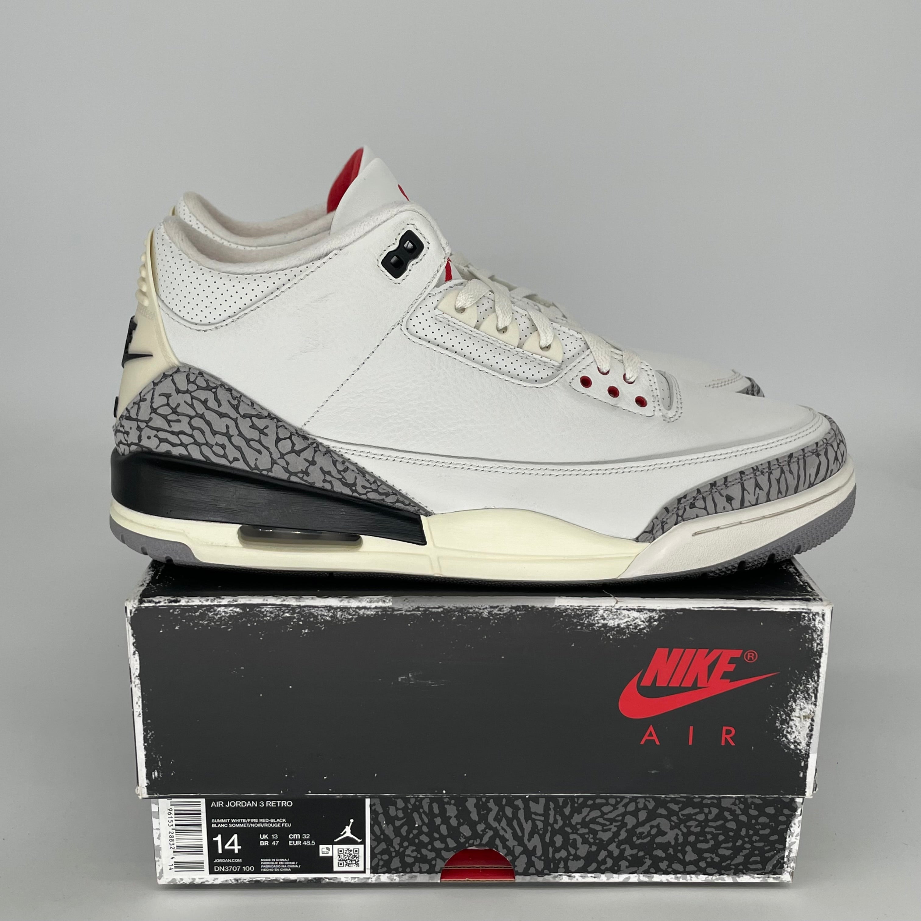 Authentic Air Jordan 3 Retro 'White Cement Reimagined' Basketball Shoes - Size 14 (DN3707-100) - Perfect for Sneaker Collectors & Casual Streetwear Fashion