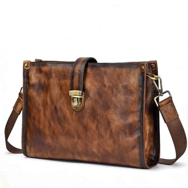 Vintage Genuine Leather Men's Office Briefcase - Professional Business Bag for Work, Travel & Daily Commute