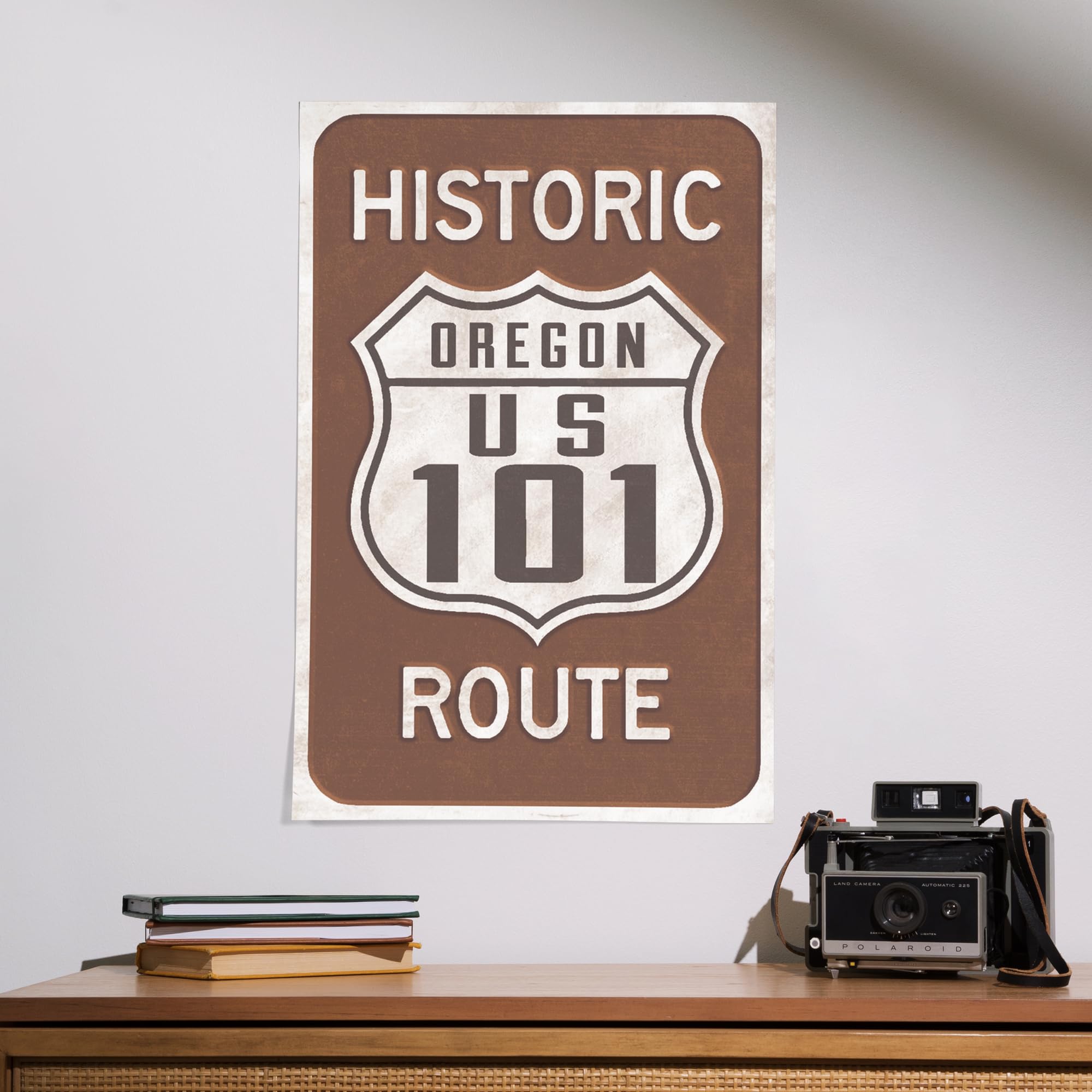 Lantern Press 16x24 Inch Giclee Art Print - Highway 101 Oregon Historic Route Sign Wall Decor for Living Room, Bedroom & Office