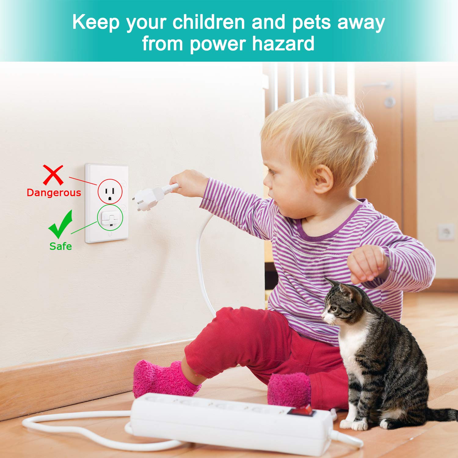 40-Pack Baby Proof Outlet Covers with Hidden Pull Handle - Child-Safe Electrical Outlet Protectors for Home Safety | Shockproof & Hard to Remove by Kids | Ideal for Nursery, Playroom & Childproofing Homes