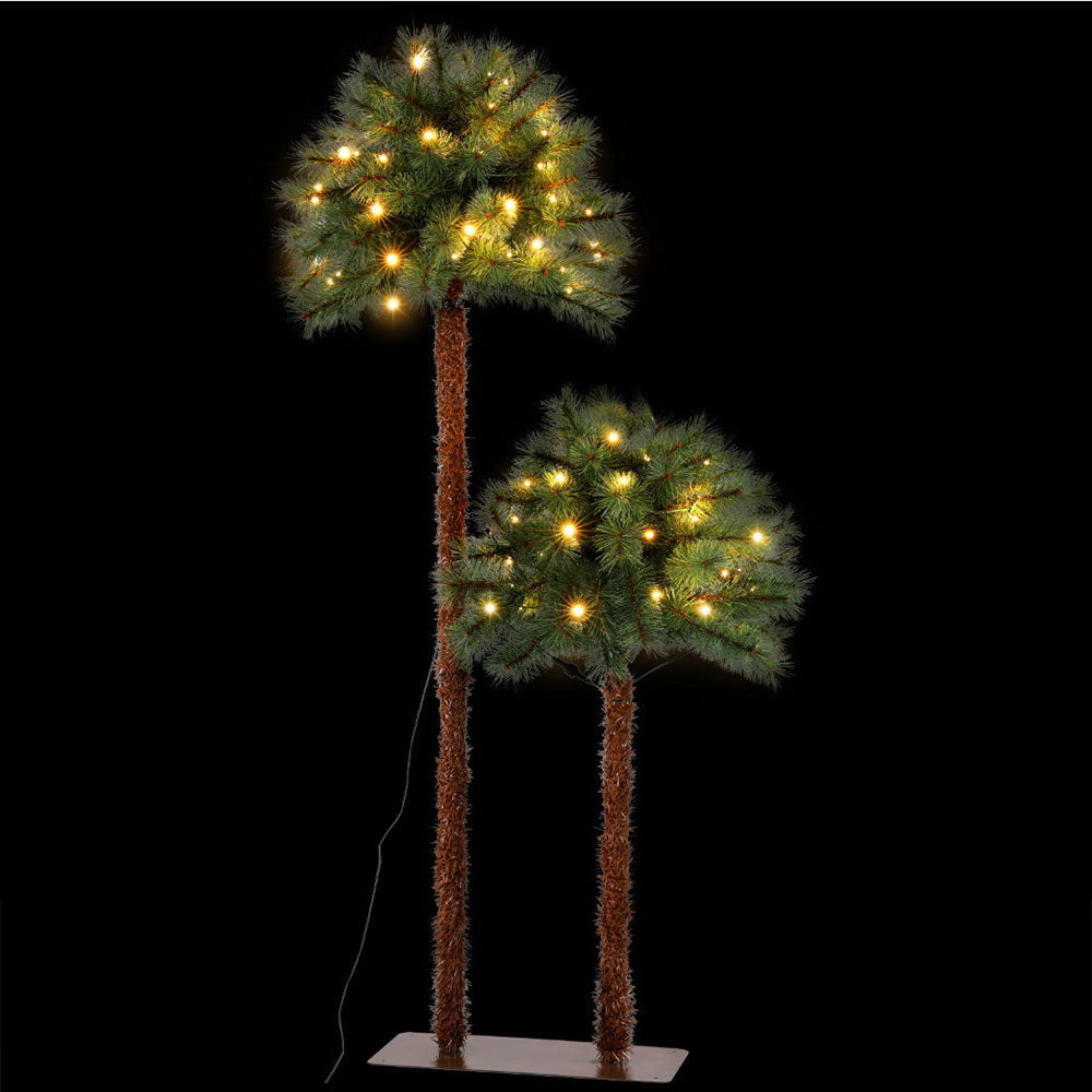 2-in-1 LED Christmas Palm Tree Decorations - 1.5m & 1m Dual Height for Holiday Party, Indoor Outdoor Xmas Decor - Perfect for Living Room, Garden, Office & Christmas Party Setup