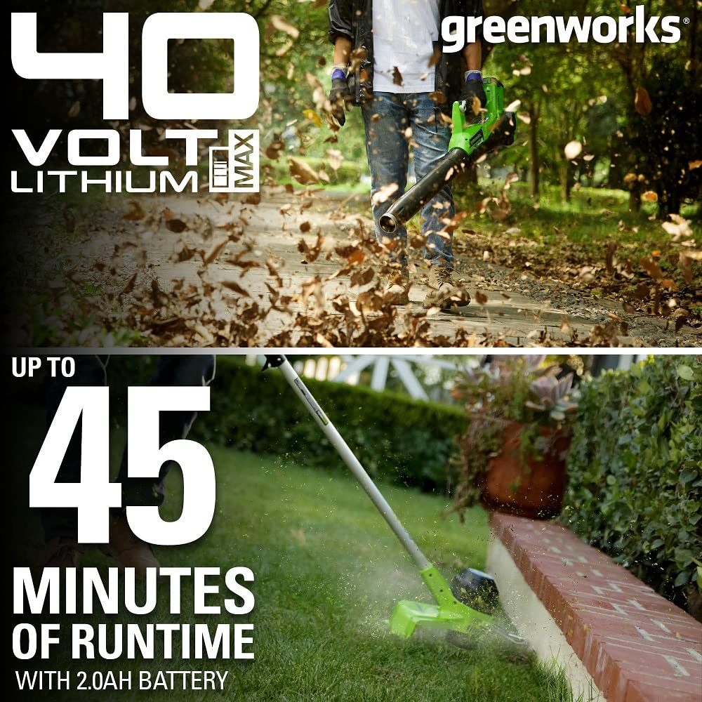 Greenworks 40V Cordless String Trimmer & Leaf Blower Combo Kit with 2.0Ah Battery & Charger + 0.065