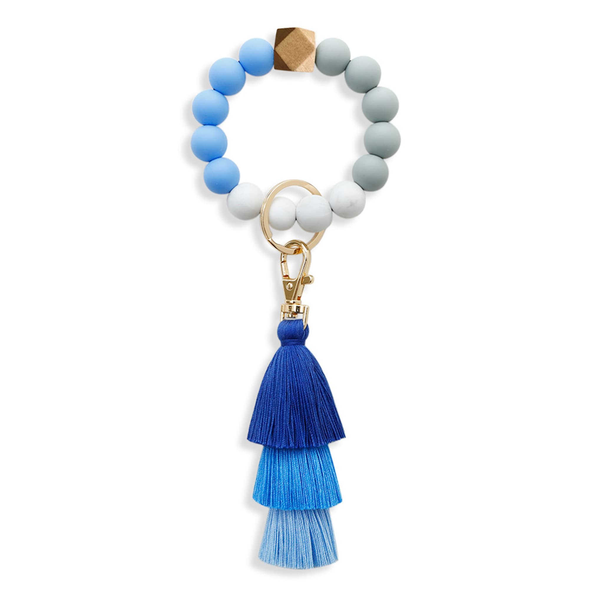 Silicone Bead Keychain Wristlet Bracelet - Stylish Tassel Key Ring for Women | Portable Car Key Holder & Fashion Accessory for Everyday Use, Travel, and Gifts
