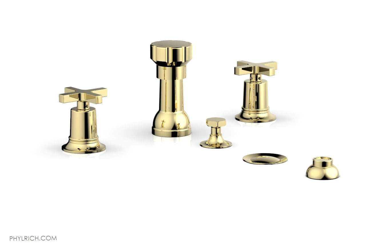 HEX MODERN 4-Hole Bidet Faucet Set with Cross Handles - Model 501 60 - Perfect for Modern Bathroom Renovations & Spa-Like Experience