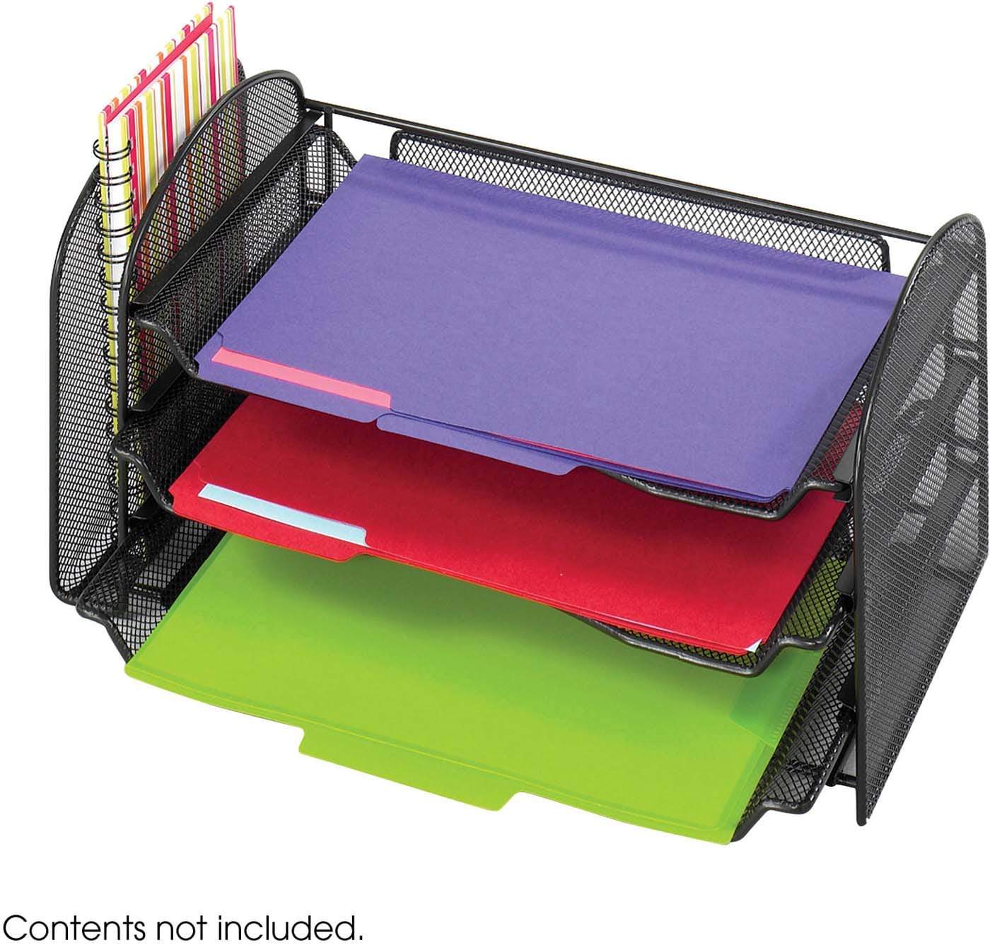 Onyx™ Mesh Desk Organizer - 1 Upright & 3 Horizontal Sections for Office Supplies - Black [3265BL] | Perfect for Home Office, School Desk, and Workspace Organization