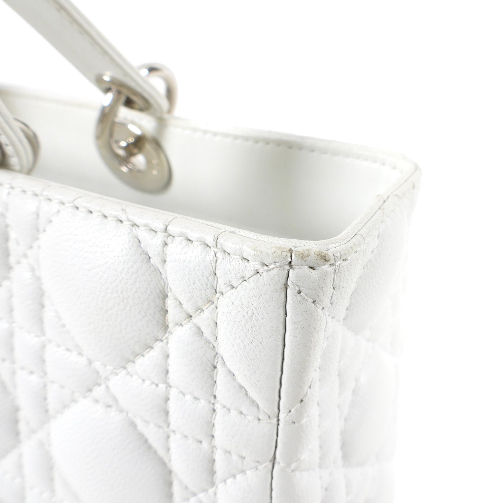 Dior Lady Dior Cannage Large White Leather Tote Bag for Women - Luxury Designer Handbag Perfect for Work, Travel & Special Occasions