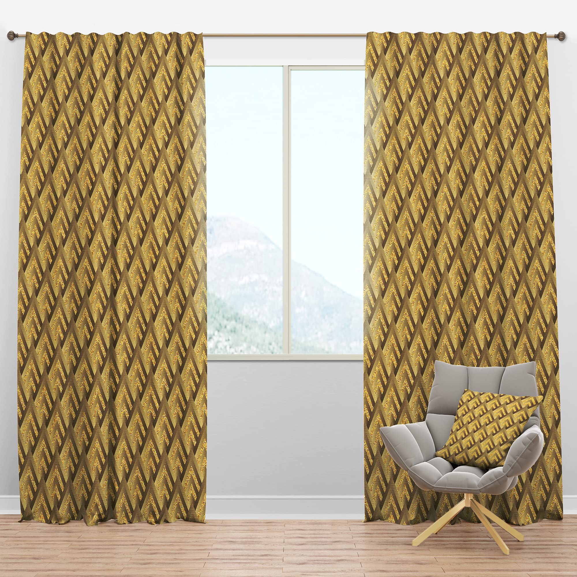 Golden Plaid Blackout Curtains - Thermal Insulated Room Darkening Drapes for Bedroom & Living Room (52x95, Single Panel) - Perfect for Night Shift Workers & Light Sleepers