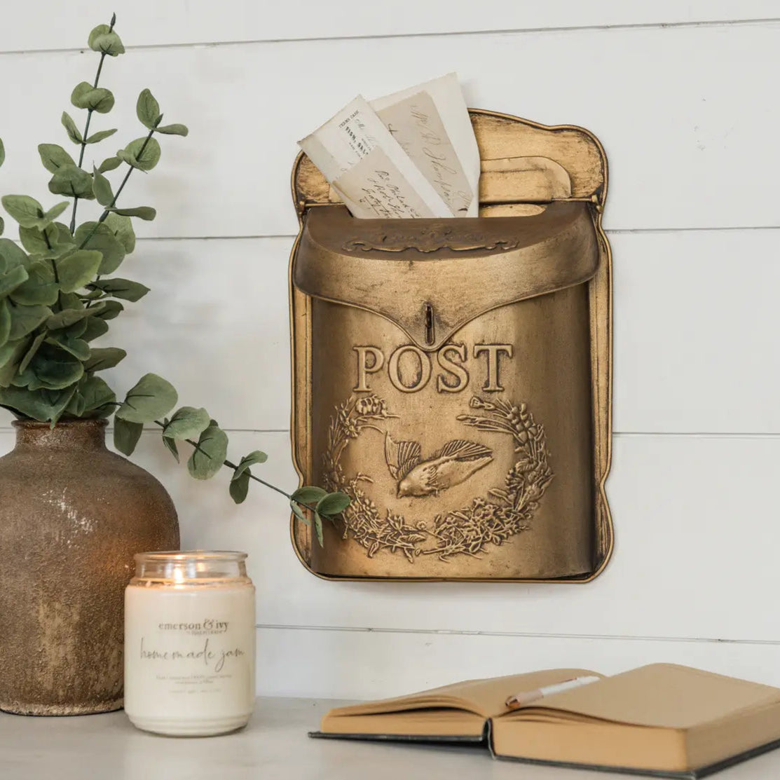 Premium Gold Metal Mailbox - Durable Outdoor Post Mounted Mailbox for Home & Office - Perfect for Porch, Garden, and Driveway