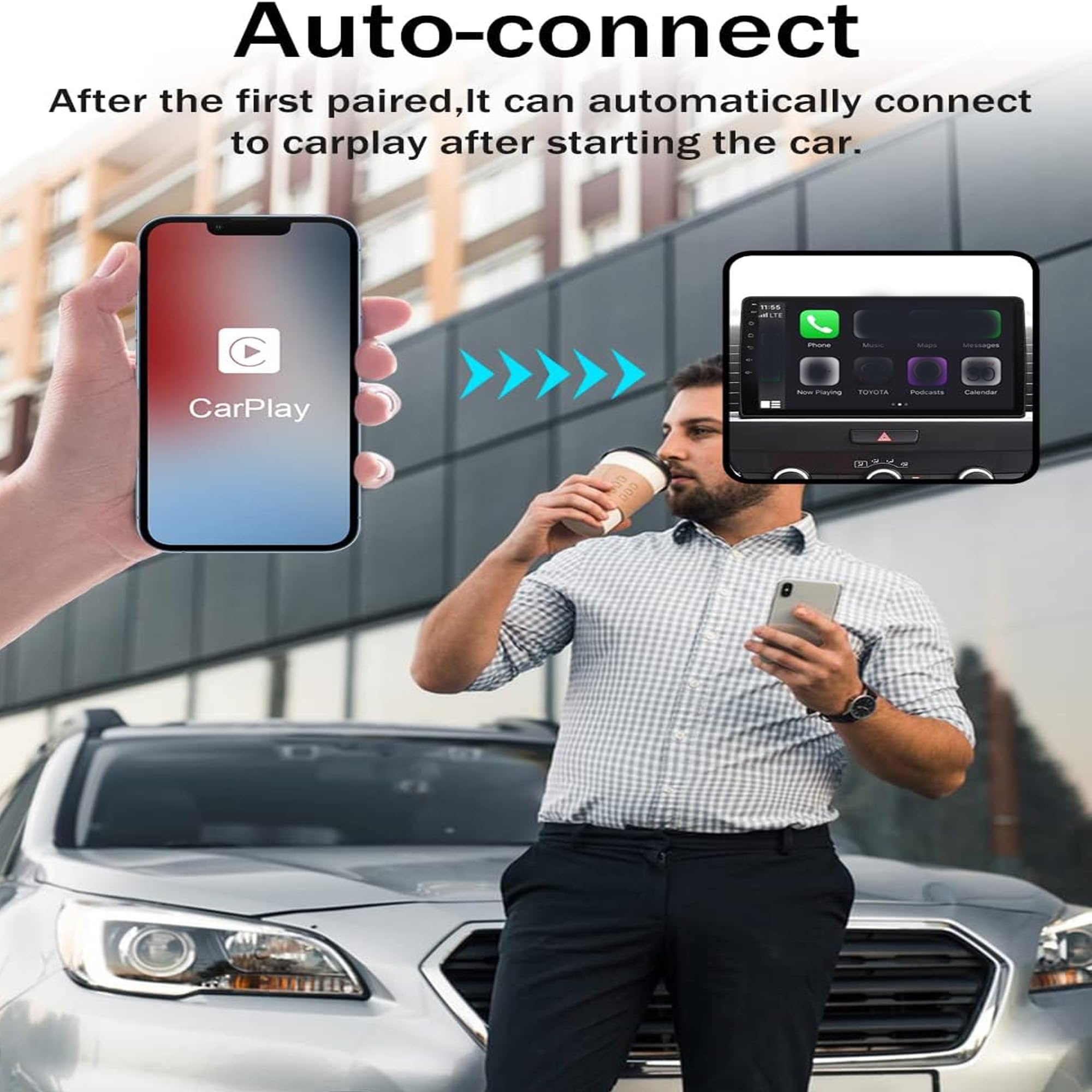 Wireless CarPlay Adapter for iPhone - Fast & Stable Connection Converts Wired to Wireless CarPlay - Plug & Play for iOS 10+ - Zero Latency Streaming to Car Display (Black) - Perfect for Commuting, Road Trips & Hands-Free Driving