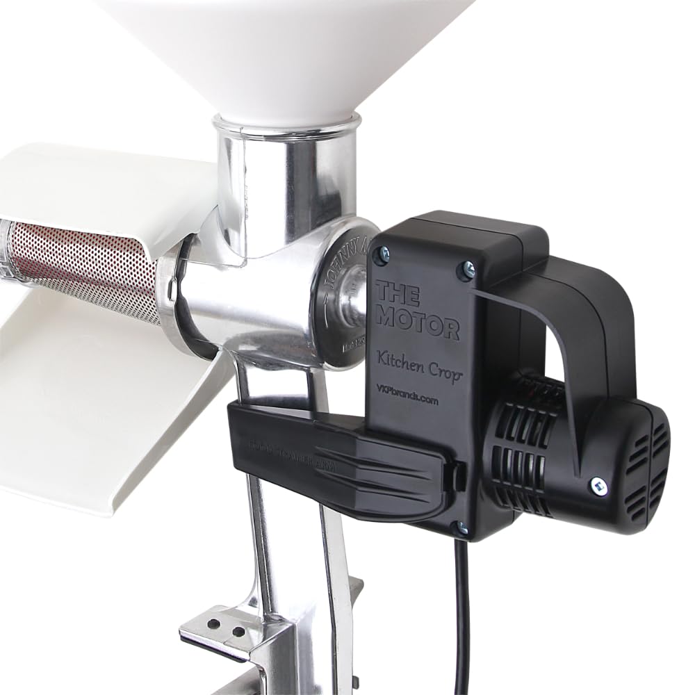 Electric Johnny Apple Sauce Maker & Tomato Strainer - Model 250 Clamp-Based Food Mill with Motor - Remove Skins & Seeds from Fruits & Vegetables - Perfect for Canning, Jams, Baby Food & Homemade Sauces