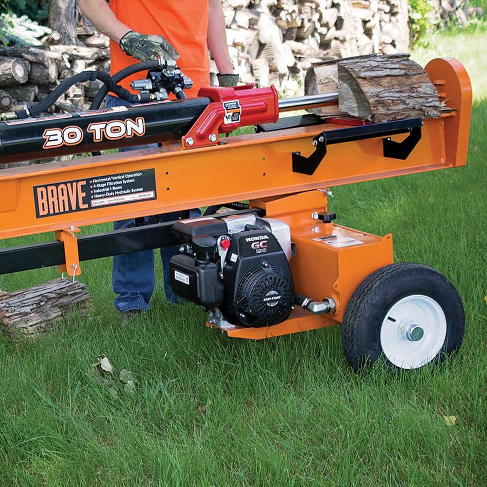 30 Ton Brave Log Splitter with Honda GC190 Engine - Heavy Duty Firewood Splitter for Home Heating, Landscaping, and Woodworking Projects
