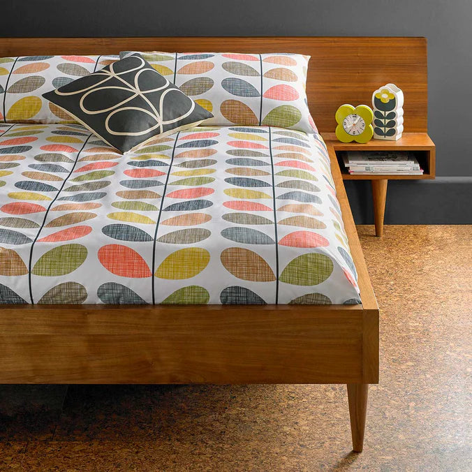 Orla Kiely Scribble Stem Duvet Cover Set - Queen Size, 100% Cotton, Modern Floral Print Bedding - Perfect for Master Bedroom, Guest Room & Cozy Home Decor