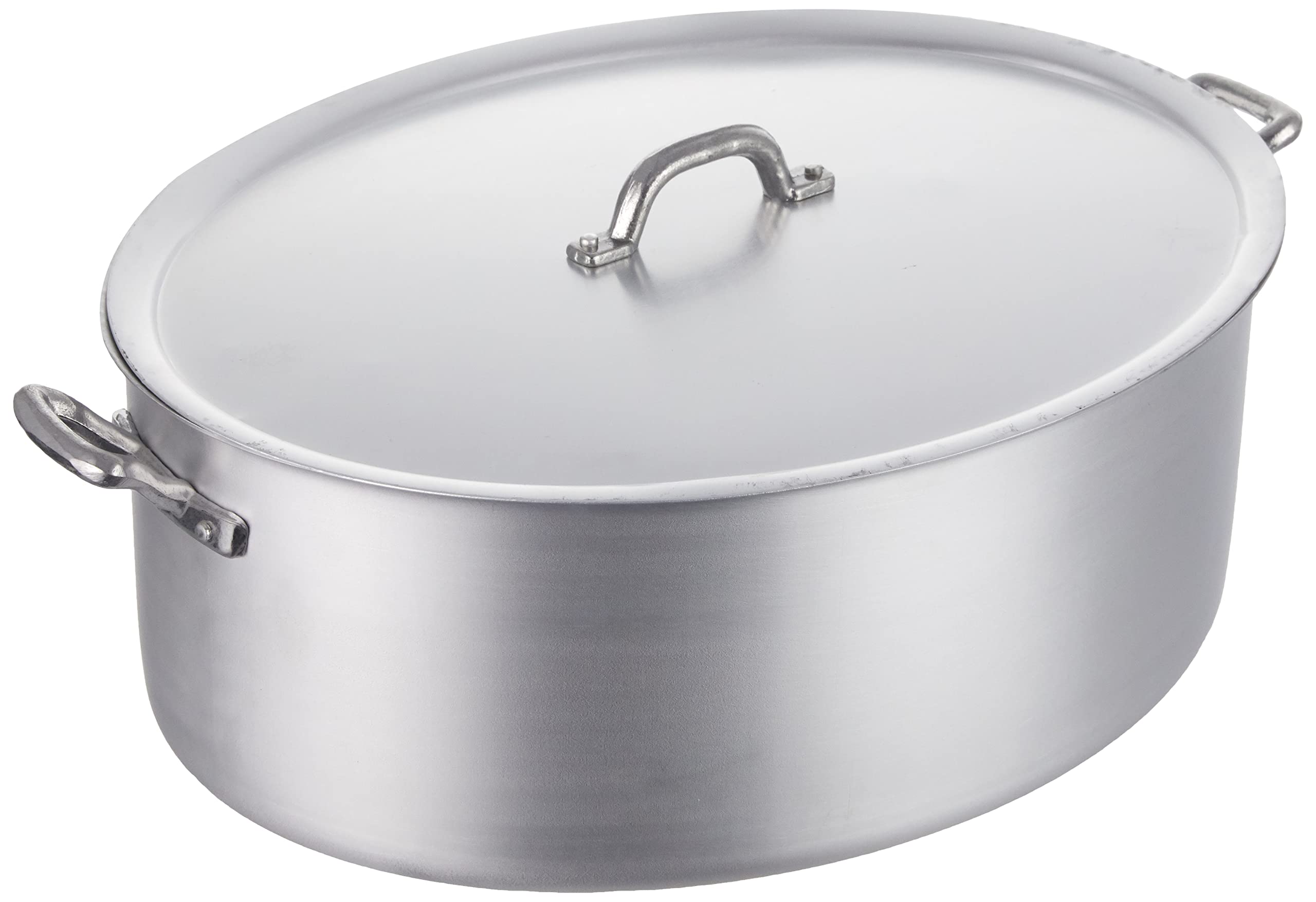 Pentole Agnelli Family Cooking Aluminum Oval Saucepot with 2 Handles - 14.2 Inch (36cm) Diameter - Perfect for Pasta, Soups & Family-Sized Meals