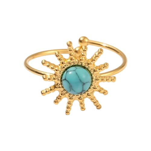 Sun Turquoise Ring-Gold