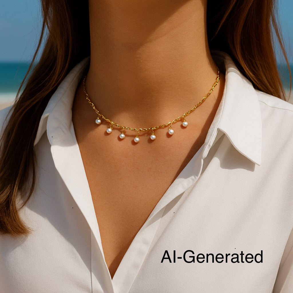 Elegant Pearl Drop Choker Necklace - 14K Gold Filled Pendant for Women | Perfect for Weddings, Parties & Special Occasions