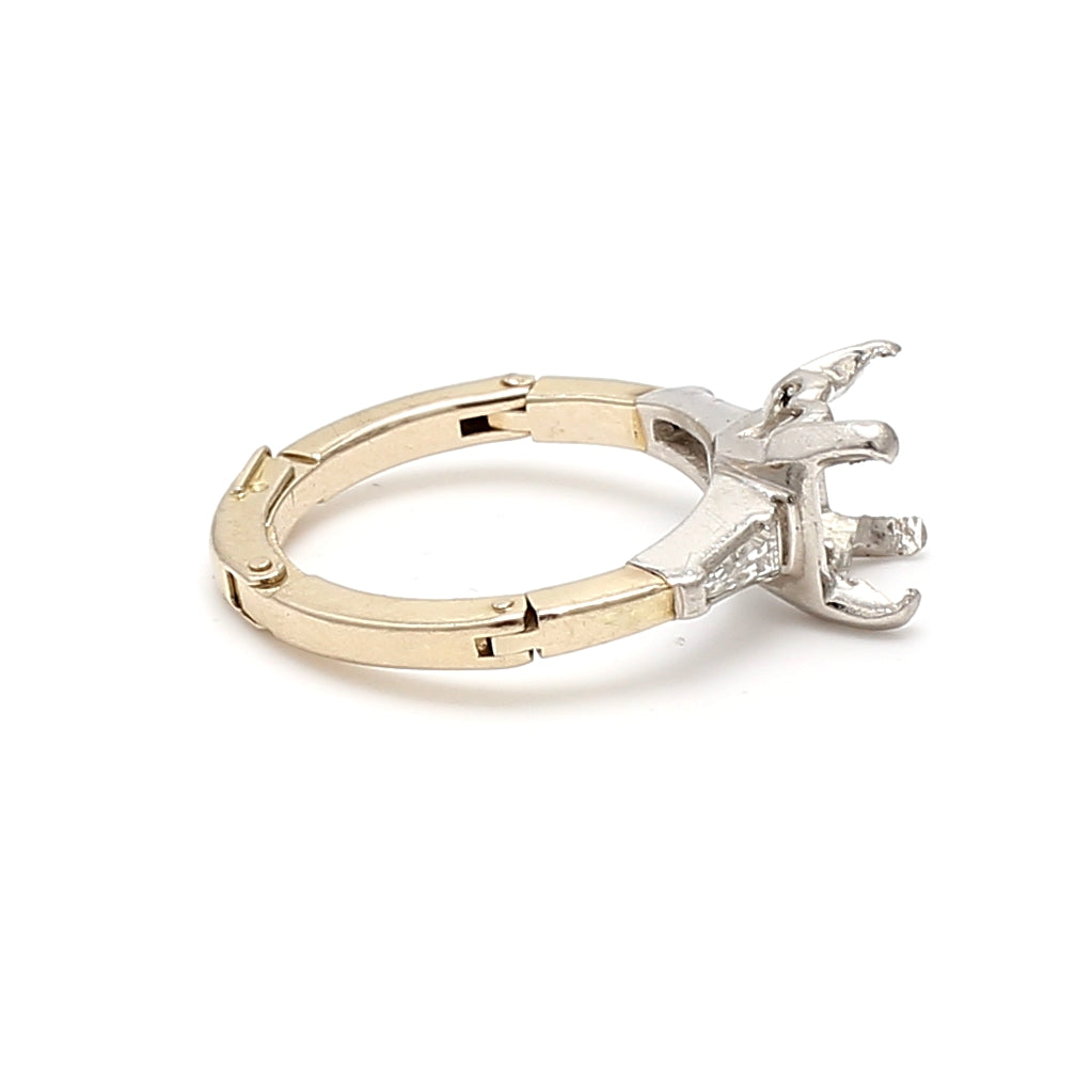 0.10 Carat Tapered Baguette Diamond 14K Two-Tone Gold Semi Mount Ring - Elegant Wedding Band, Engagement Ring Setting for Bridal Jewelry & Special Occasions