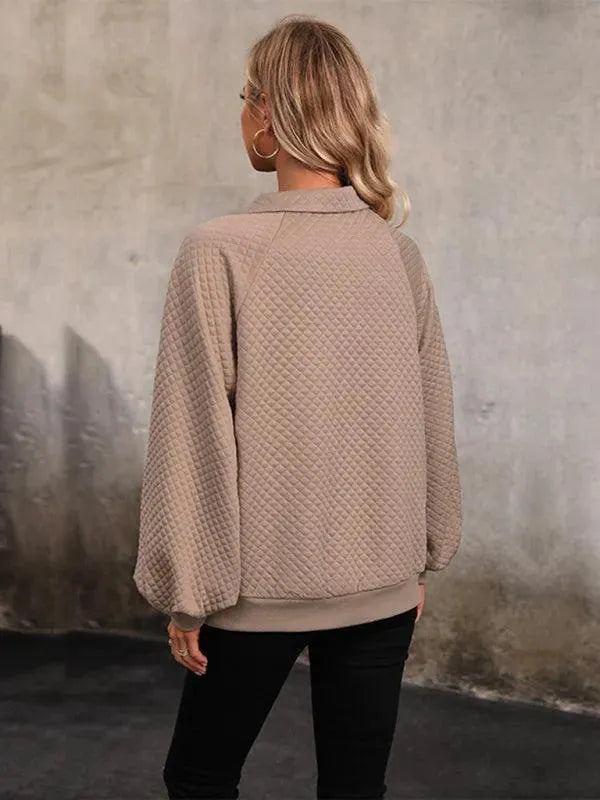 Women's Solid Color Front Pocket Sweatshirt - Cozy Pullover for Casual Wear, Lounge & Outdoor Activities