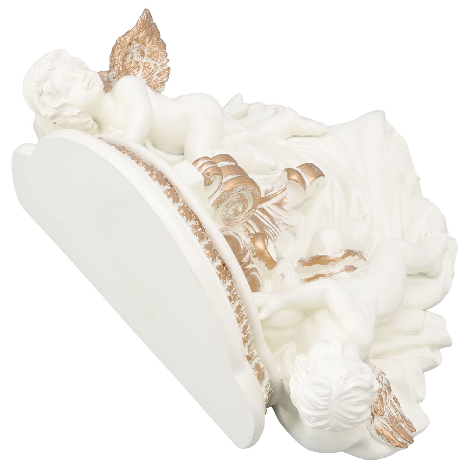 Okuyonic Wall Shelf - European Angel Design, Sturdy & Elegant Beige Gold Floating Shelf for Living Room, Bedroom, or Office Decor | Perfect for Displaying Photos, Books & Decorative Items