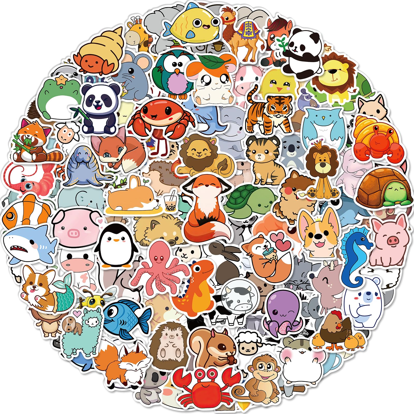 Benresive 200 Pcs Cute Animal Stickers for Kids - Waterproof Vinyl Stickers for Water Bottles, Laptops, Notebooks & School Supplies - Fun Classroom Rewards & Elementary Student Prizes - Perfect for DIY Crafts, Scrapbooking & Personalizing Belongings