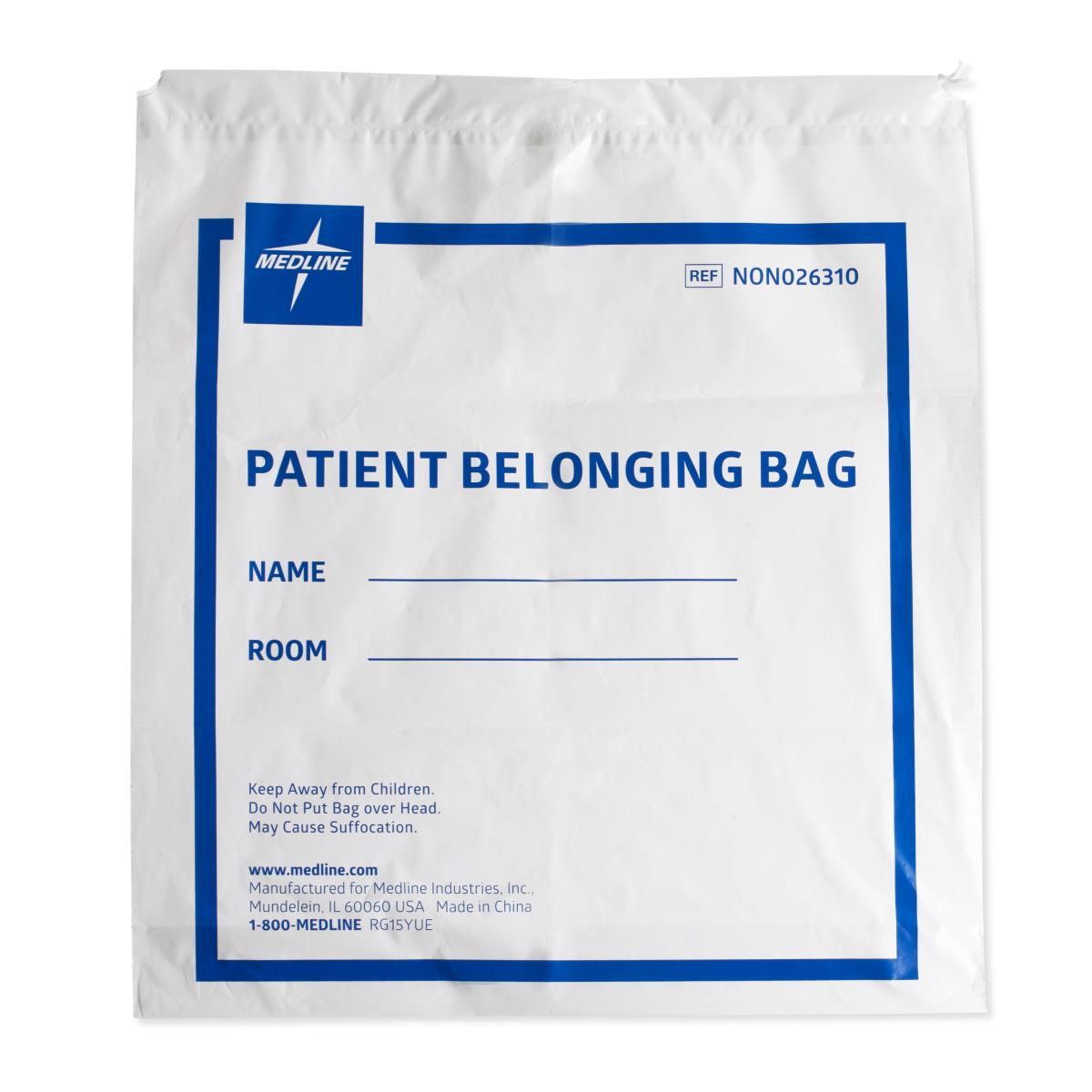 Disposable Patient Belongings Bags with Drawstring Closure - Pack of 250 | Hospital, Nursing Home & Healthcare Storage Solution