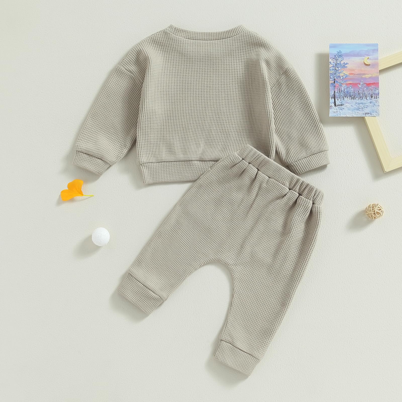 Unisex Baby Waffle Top & Elastic Pant Set - Soft Ribbed Cotton Newborn Toddler Clothes for Boys & Girls | Perfect for Playtime, Photo Shoots & Daily Wear