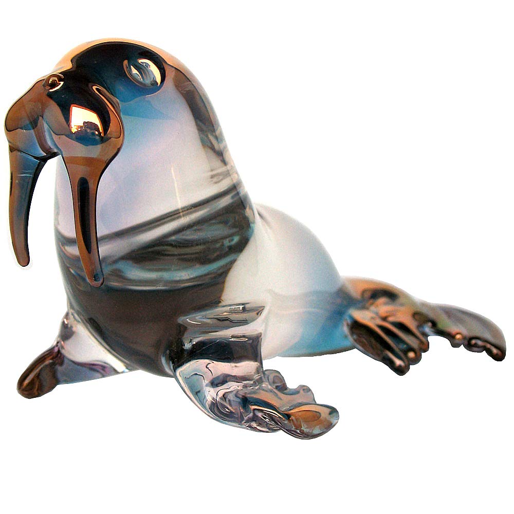 Hand Blown Glass Walrus Figurine - Unique Artisan Home Decor | Perfect for Shelf Displays, Gift Giving & Coastal Themed Decorations