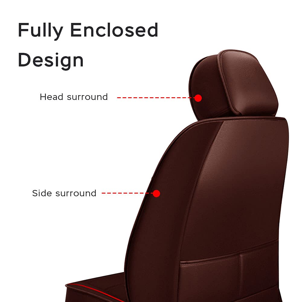 Luxury PU Leather Front & Rear Seat Covers with Headrest Backrest Cushions for Toyota Highlander 2003-2021 - Comfortable, Durable, Wear-Resistant Brown Car Seat Protectors - Perfect for Daily Commuting, Road Trips & Family Travel