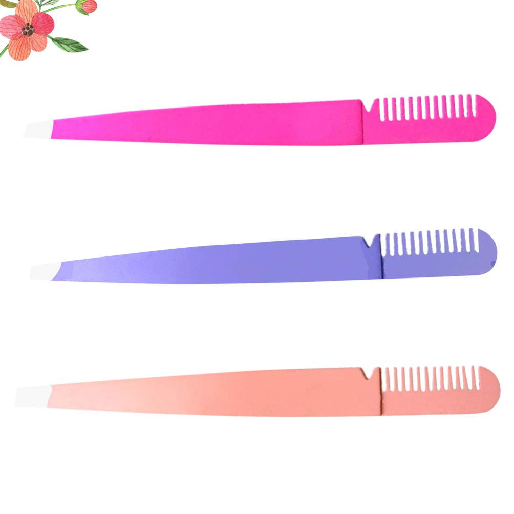 3-in-1 Eyebrow Tweezers Set with Comb - Perfect for Eyebrow Shaping & Makeup
